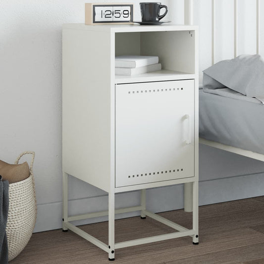 Bedside Cabinet White 36x39x78 cm Steel