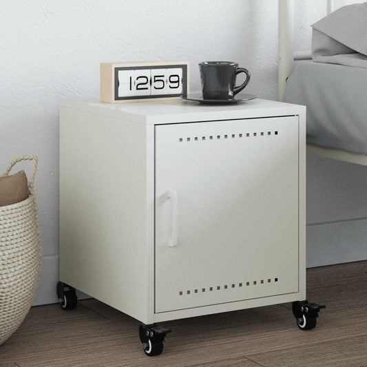 Bedside Cabinet White 36x39x43.5 cm Steel