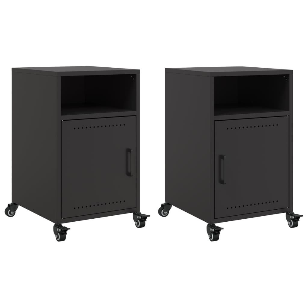 Bedside Cabinets 2 pcs Black 36x39x59 cm Steel