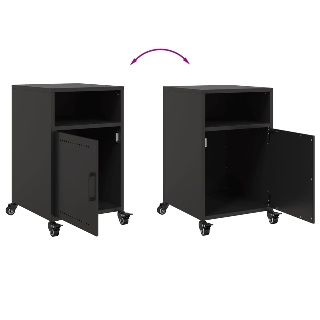 Bedside Cabinets 2 pcs Black 36x39x59 cm Steel