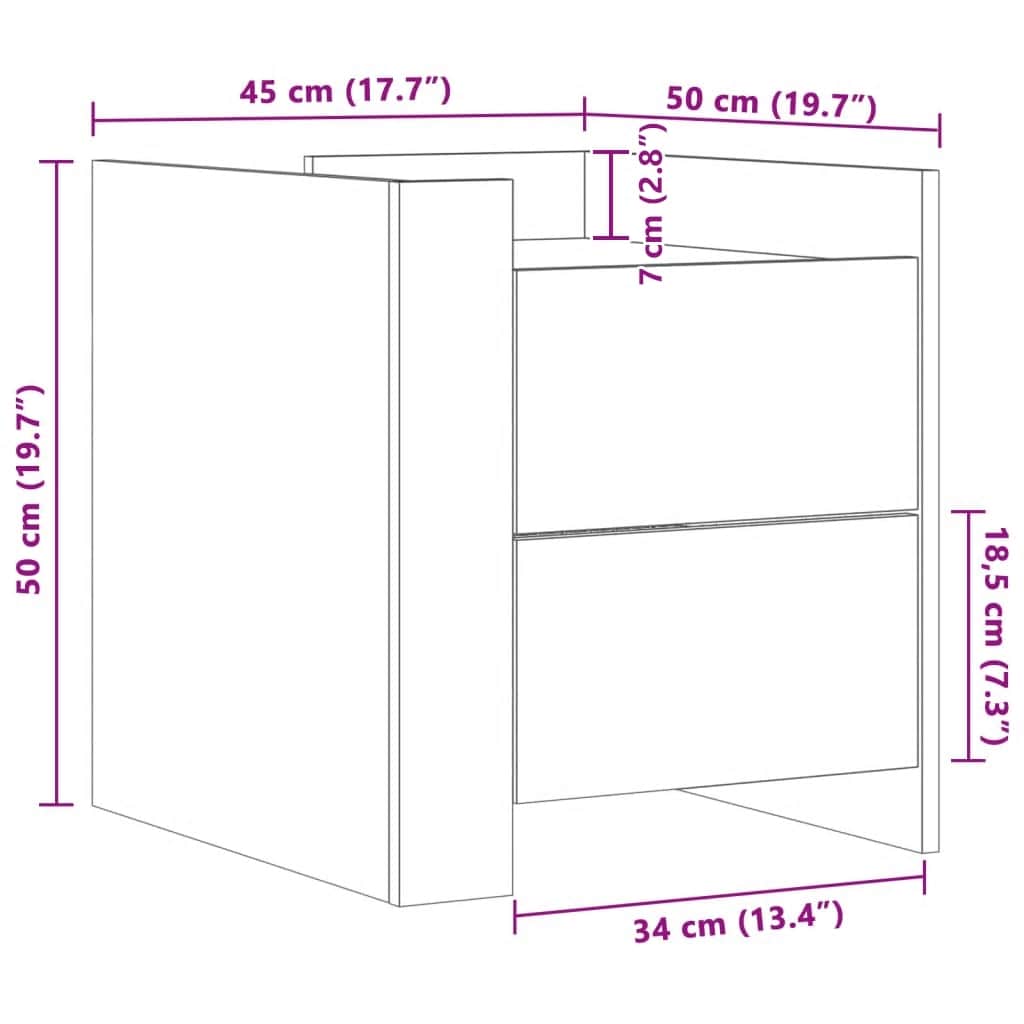 Bedside Cabinet Smoked Oak 45x50x50 cm Engineered Wood