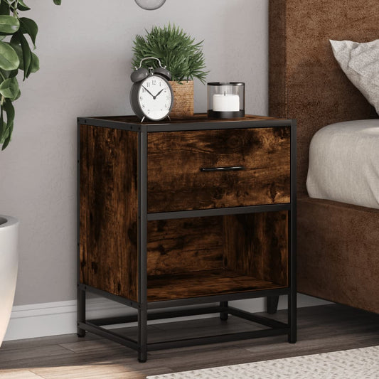 Bedside Cabinet Smoked Oak 40x31x50 cm Engineered Wood