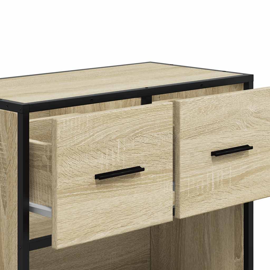Bedside Cabinet Sonoma Oak 60x31x60 cm Engineered Wood and Metal