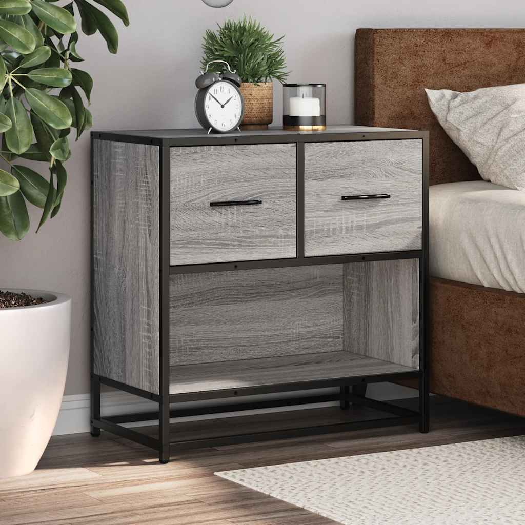 Bedside Cabinet Grey Sonoma 60x31x60 cm Engineered Wood and Metal