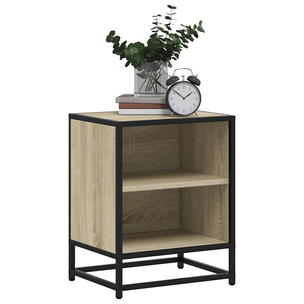 Bedside Cabinet Sonoma Oak 40x31x50 cm Engineered Wood and Metal