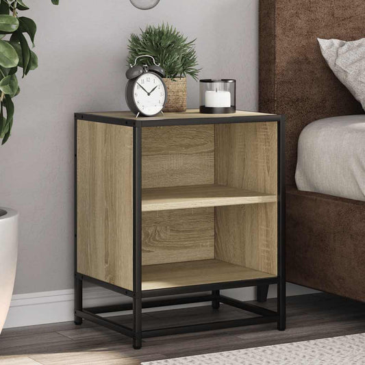 Bedside Cabinet Sonoma Oak 40x31x50 cm Engineered Wood and Metal