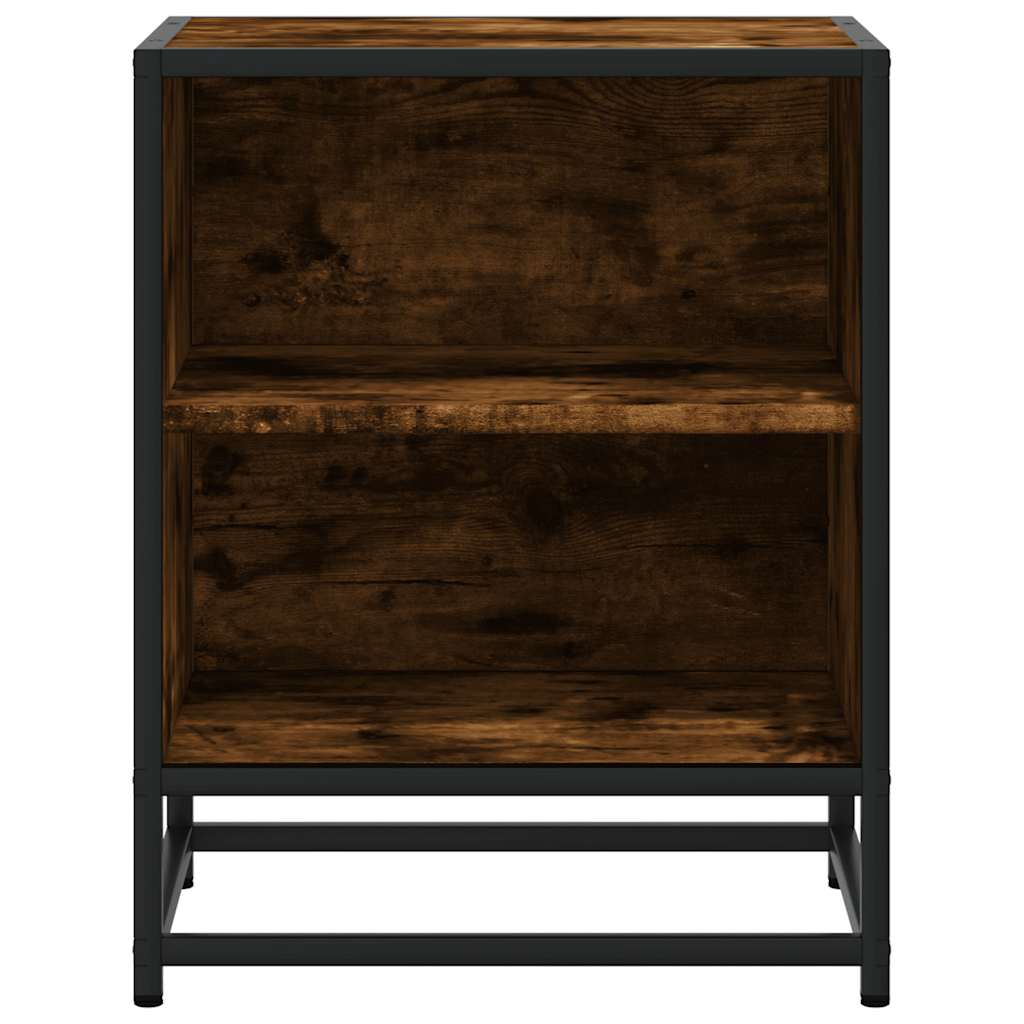Bedside Cabinet Smoked Oak 40x31x50 cm Engineered Wood and Metal