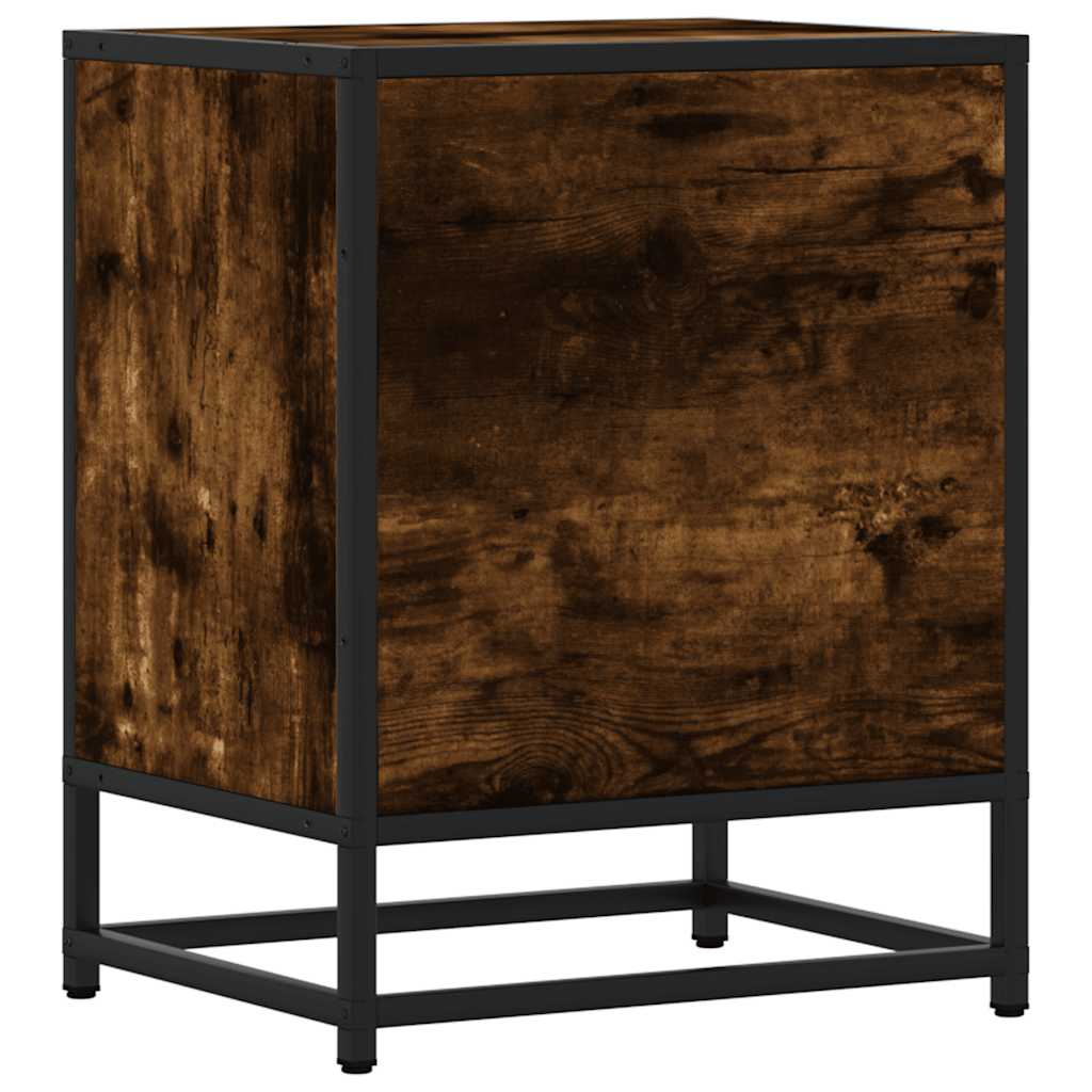 Bedside Cabinet Smoked Oak 40x31x50 cm Engineered Wood and Metal