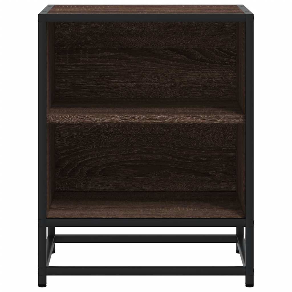 Bedside Cabinet Brown Oak 40x31x50 cm Engineered Wood and Metal