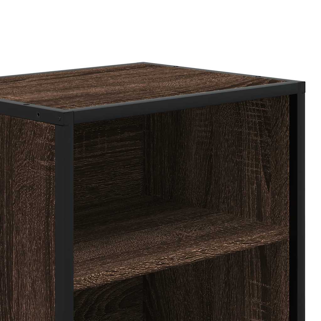 Bedside Cabinet Brown Oak 40x31x50 cm Engineered Wood and Metal