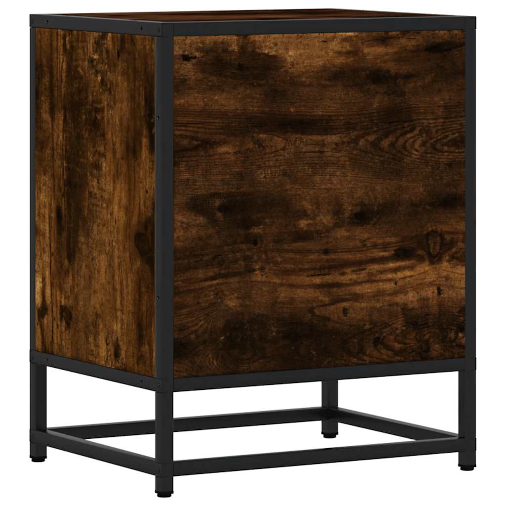 Bedside Cabinet Smoked Oak 40x31x50 cm Engineered Wood and Metal