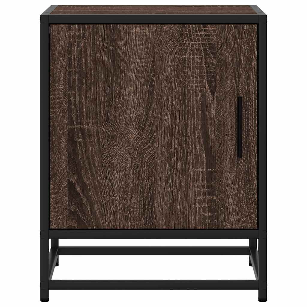 Bedside Cabinet Brown Oak 40x31x50 cm Engineered Wood and Metal
