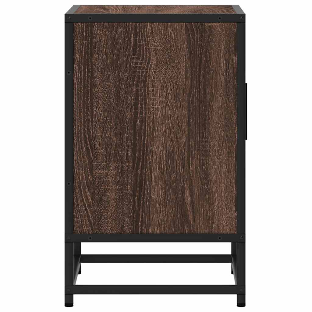 Bedside Cabinet Brown Oak 40x31x50 cm Engineered Wood and Metal