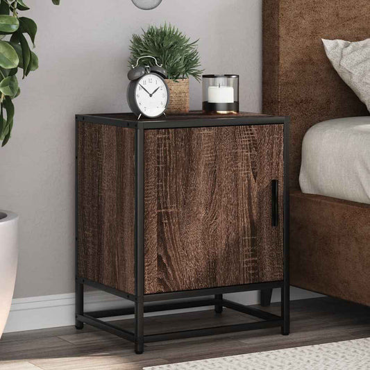 Bedside Cabinets 2 pcs Brown Oak 40x31x50 cm Engineered Wood and Metal