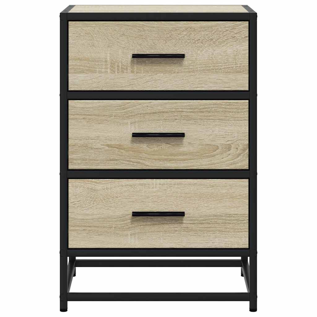 Bedside Cabinet Sonoma Oak 40x34.5x60 cm Engineered Wood and Metal