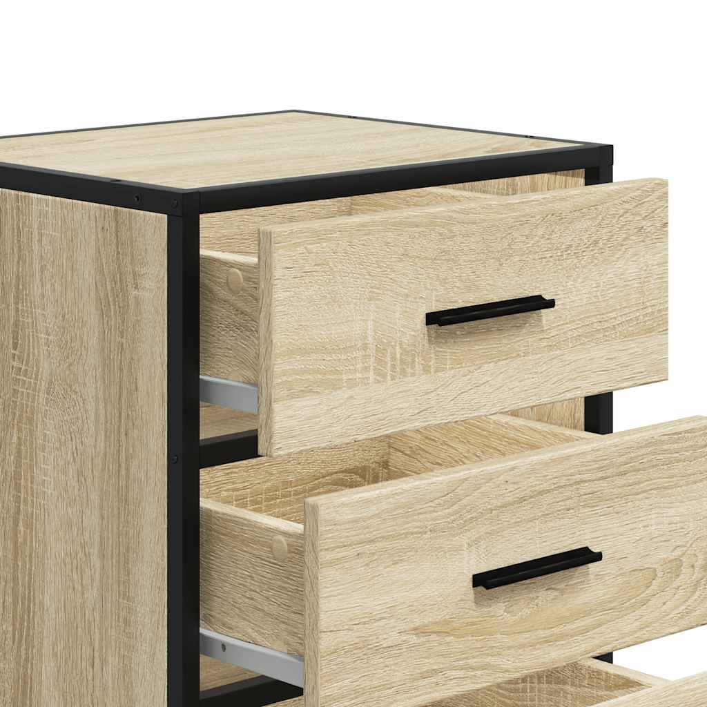 Bedside Cabinet Sonoma Oak 40x34.5x60 cm Engineered Wood and Metal