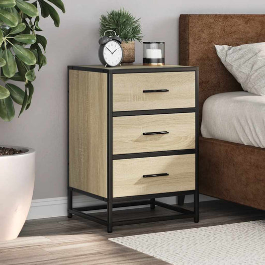 Bedside Cabinet Sonoma Oak 40x34.5x60 cm Engineered Wood and Metal