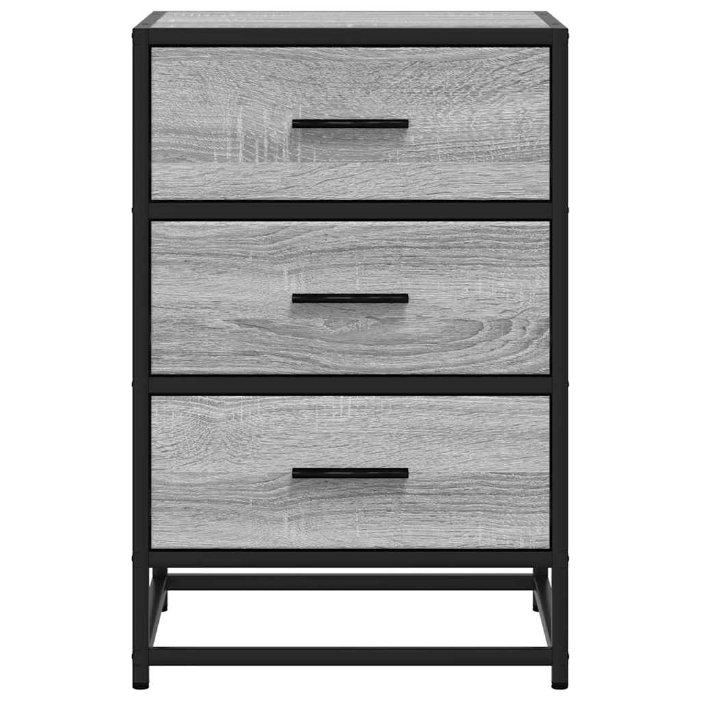 Bedside Cabinet Grey Sonoma 40x34.5x60 cm Engineered Wood and Metal