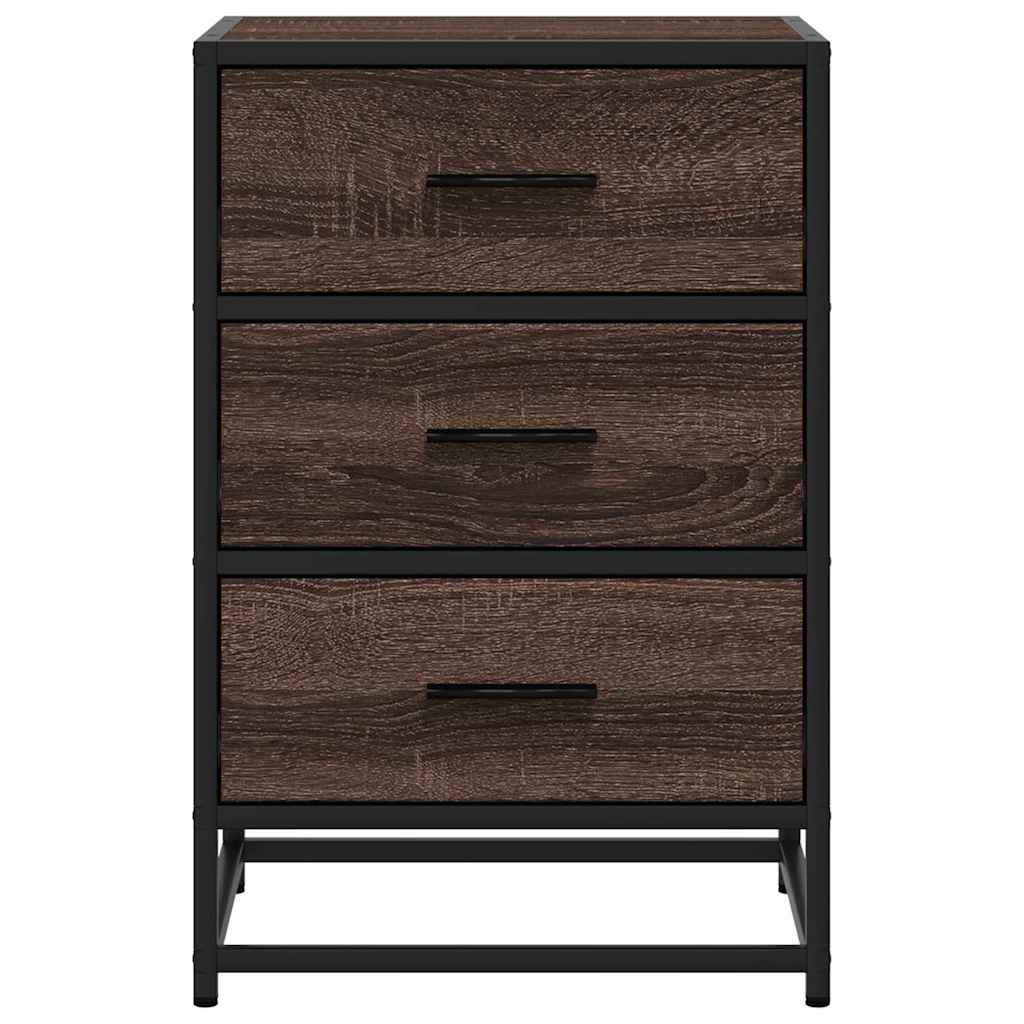 Bedside Cabinet Brown Oak 40x34.5x60 cm Engineered Wood and Metal