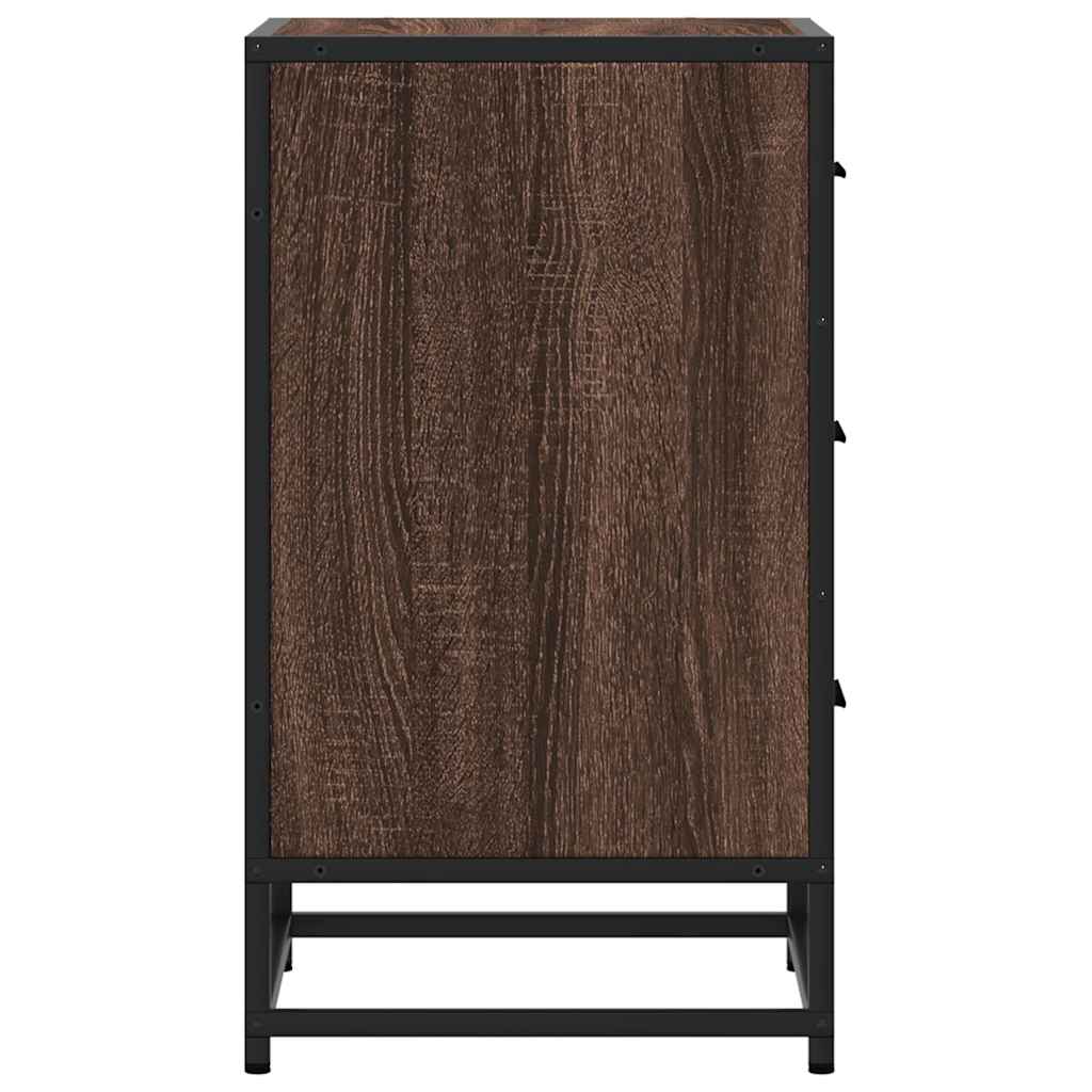 Bedside Cabinet Brown Oak 40x34.5x60 cm Engineered Wood and Metal