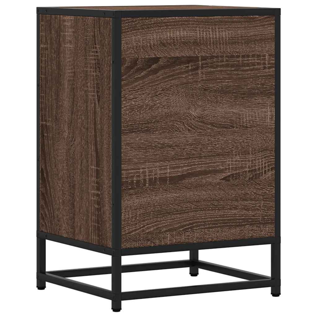 Bedside Cabinet Brown Oak 40x34.5x60 cm Engineered Wood and Metal