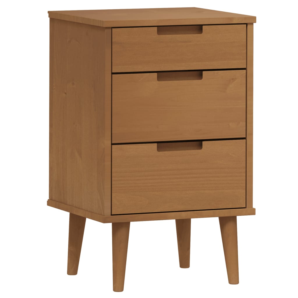 Bedside Cabinet MOLDE Brown 40x35x65 cm Solid Wood Pine