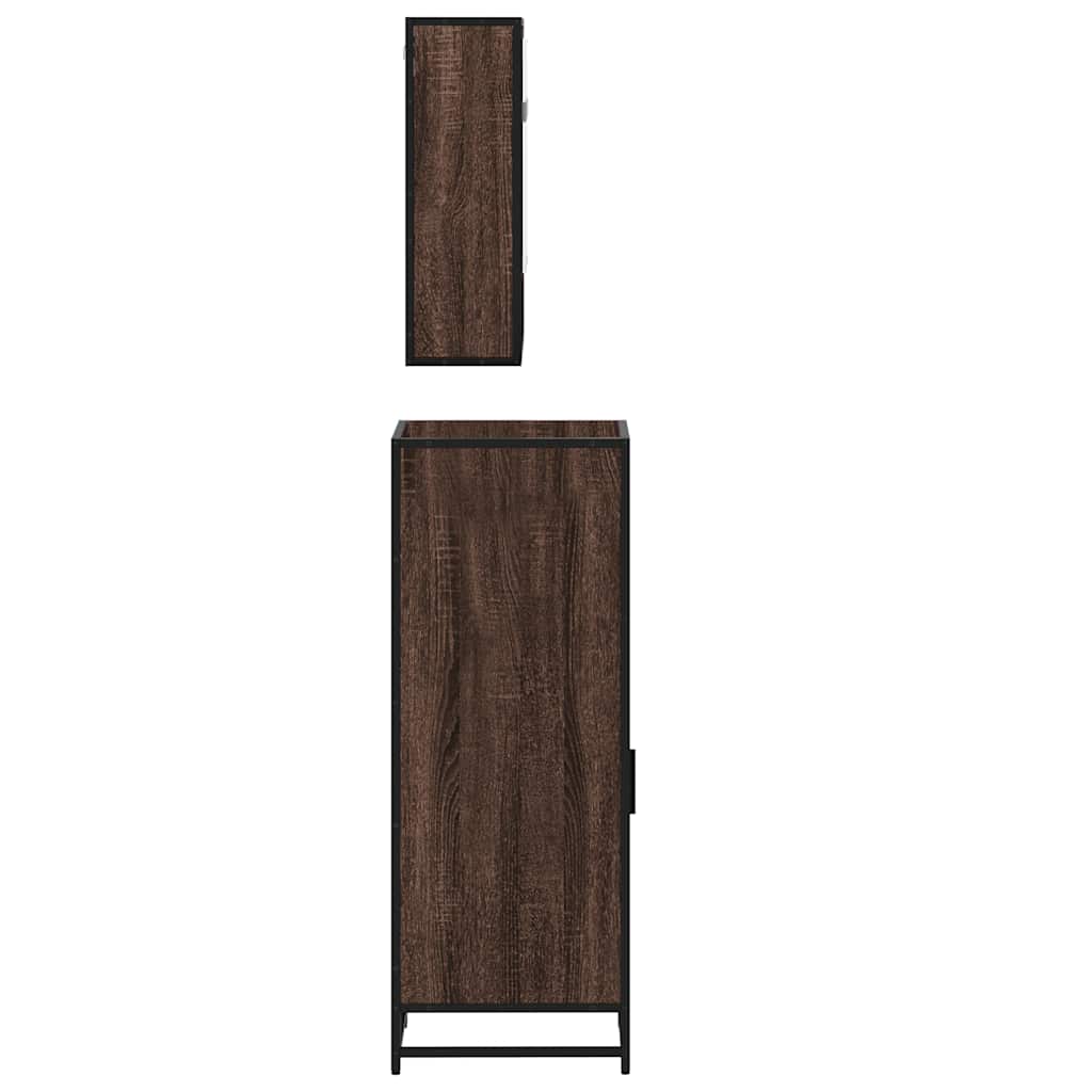 3 Piece Bathroom Furniture Set Brown Oak Engineered Wood