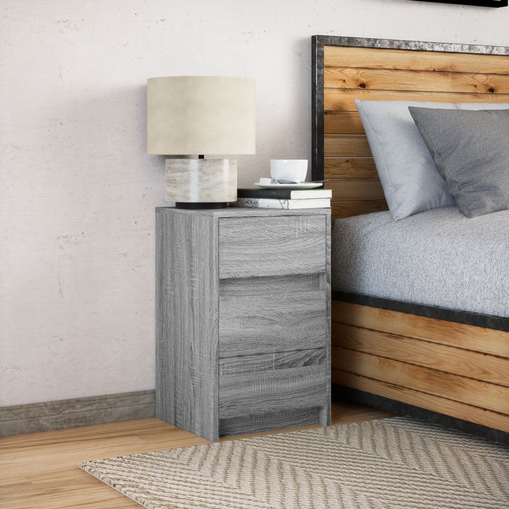 Bedside Cabinet with LED Lights Grey Sonoma Engineered Wood