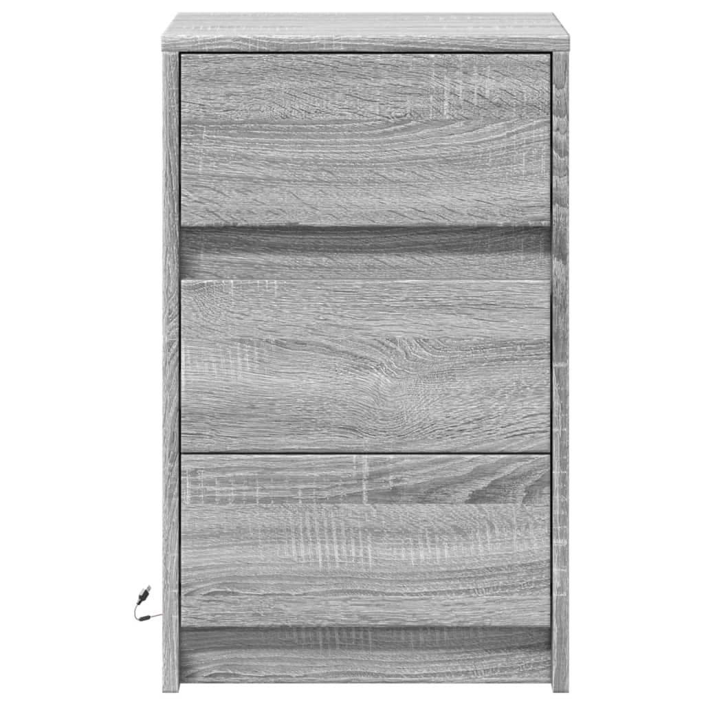 Bedside Cabinet with LED Lights Grey Sonoma Engineered Wood