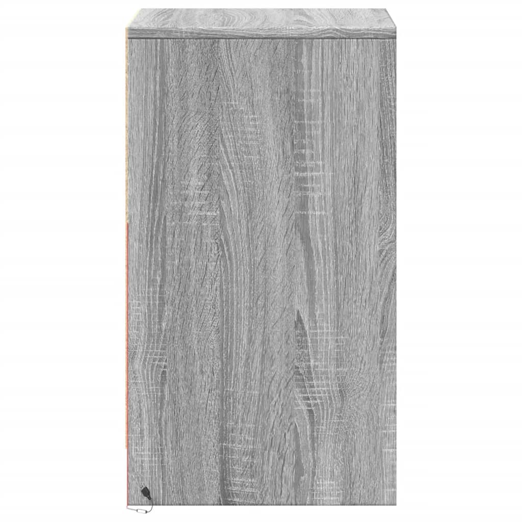 Bedside Cabinet with LED Lights Grey Sonoma Engineered Wood