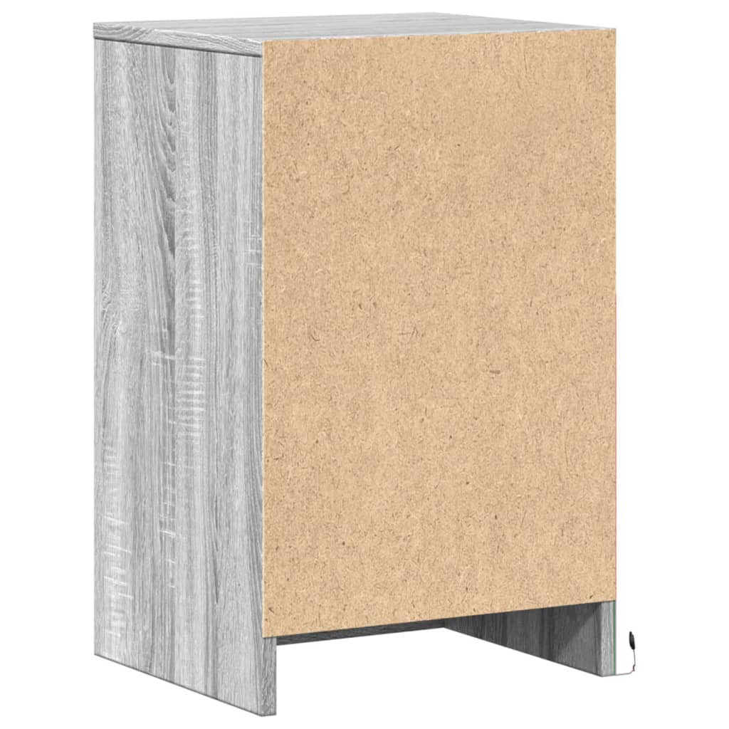 Bedside Cabinet with LED Lights Grey Sonoma Engineered Wood