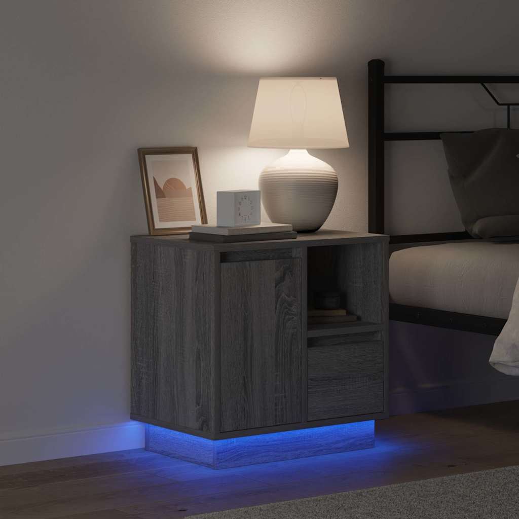 Bedside Cabinet Grey 50 x 34.5 x 50 cm Engineered wood