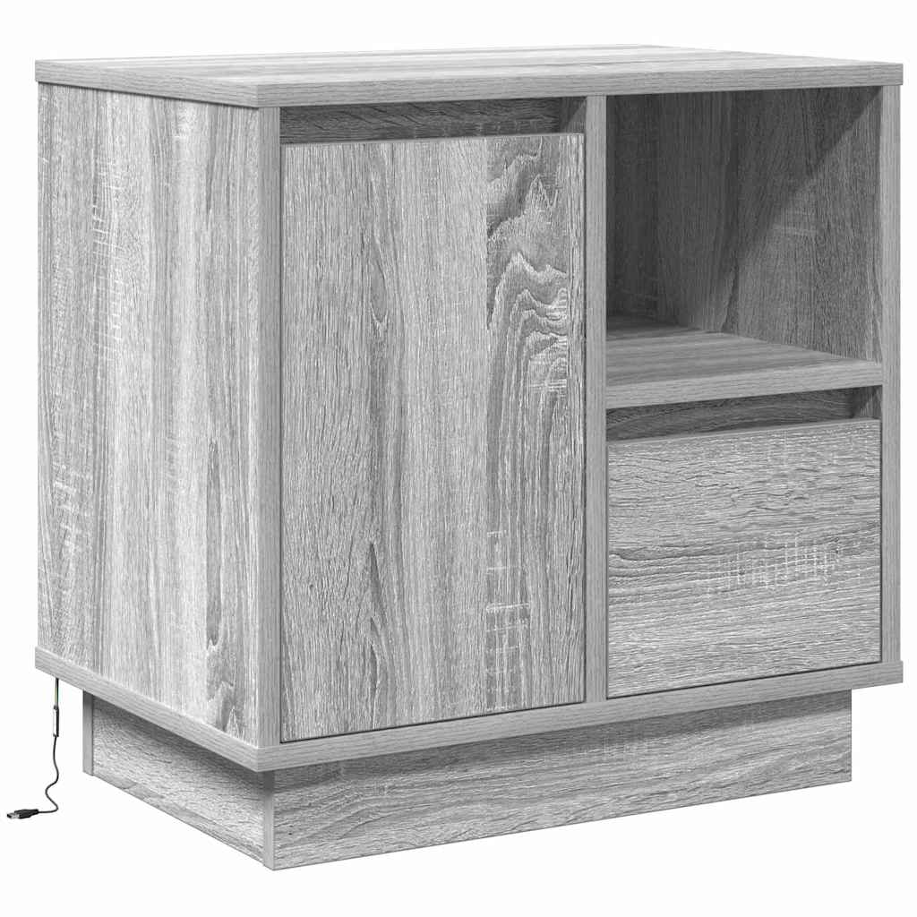 Bedside Cabinet Grey 50 x 34.5 x 50 cm Engineered wood