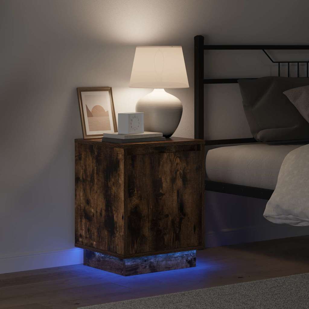 Bedside Cabinet Smoked Oak 39 x 34.5 x 50 cm Engineered wood