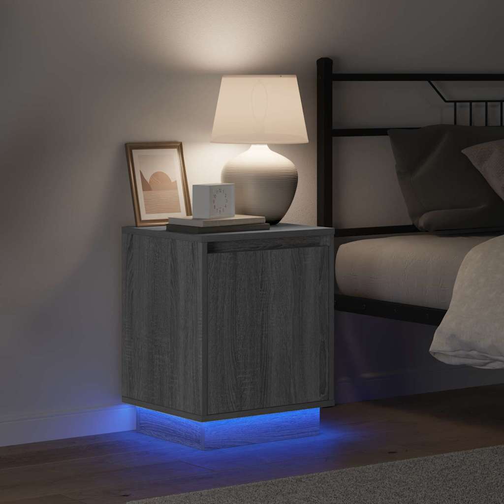 Bedside Cabinet Grey 39 x 34.5 x 50 cm Engineered wood