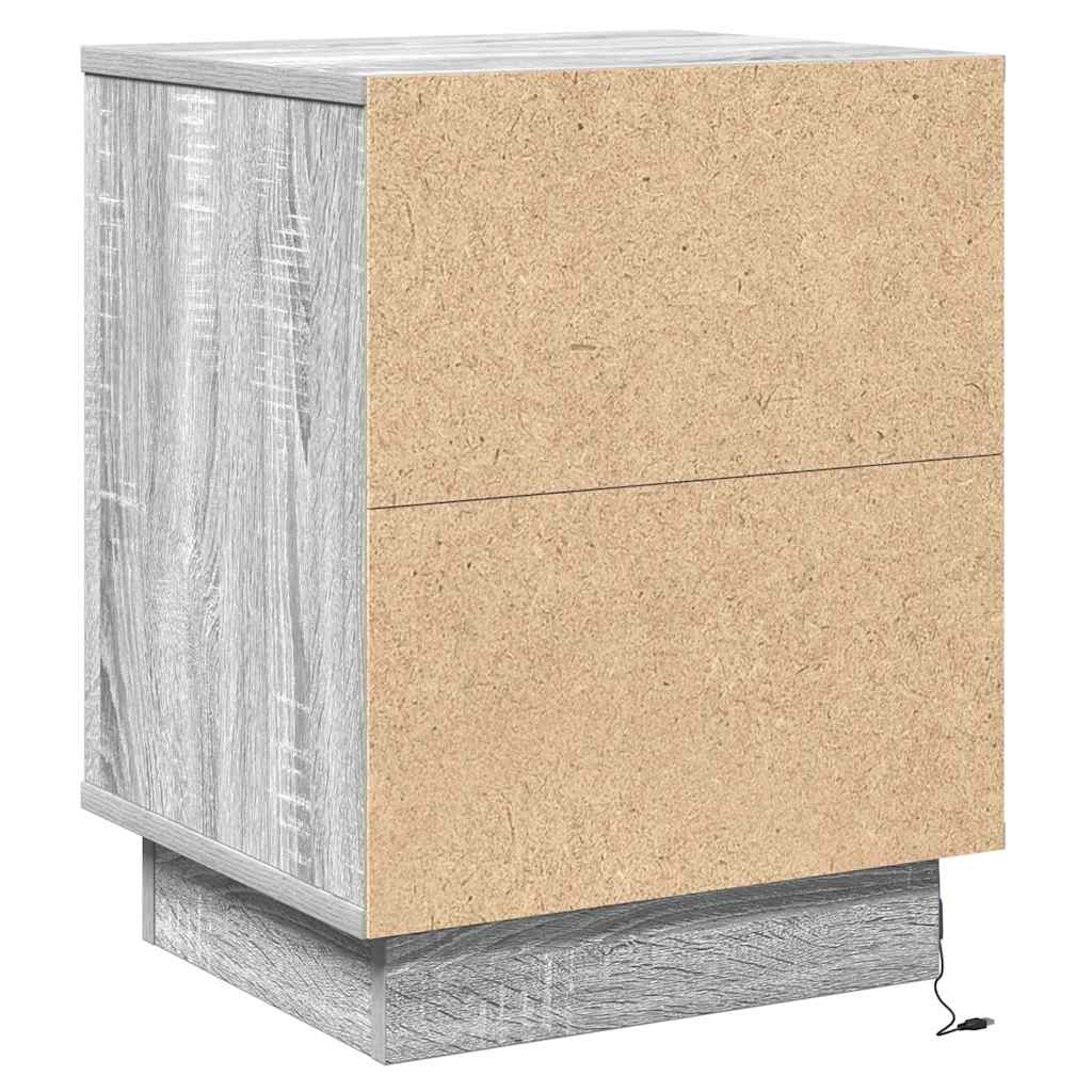 Bedside Cabinet Grey 39 x 34.5 x 50 cm Engineered wood