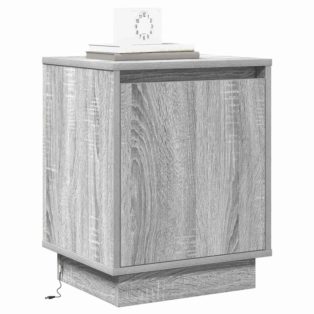 Bedside Cabinet Grey 39 x 34.5 x 50 cm Engineered wood