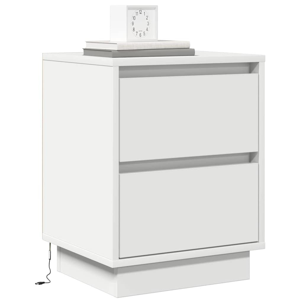 Bedside Cabinet White 39 x 34.5 x 50 cm Engineered wood
