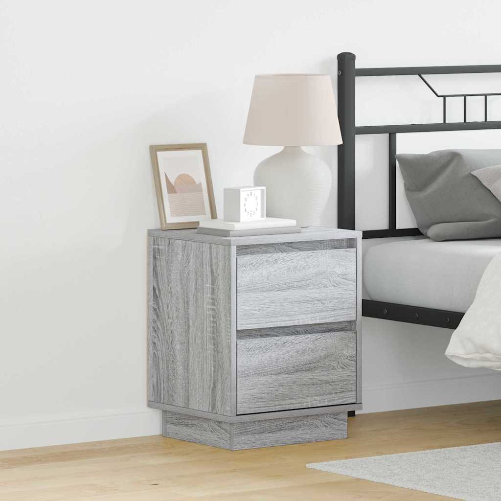Bedside Cabinet Grey 39 x 34.5 x 50 cm Engineered wood