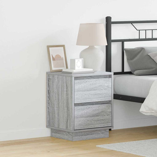 Bedside Cabinet Grey 39 x 34.5 x 50 cm Engineered wood