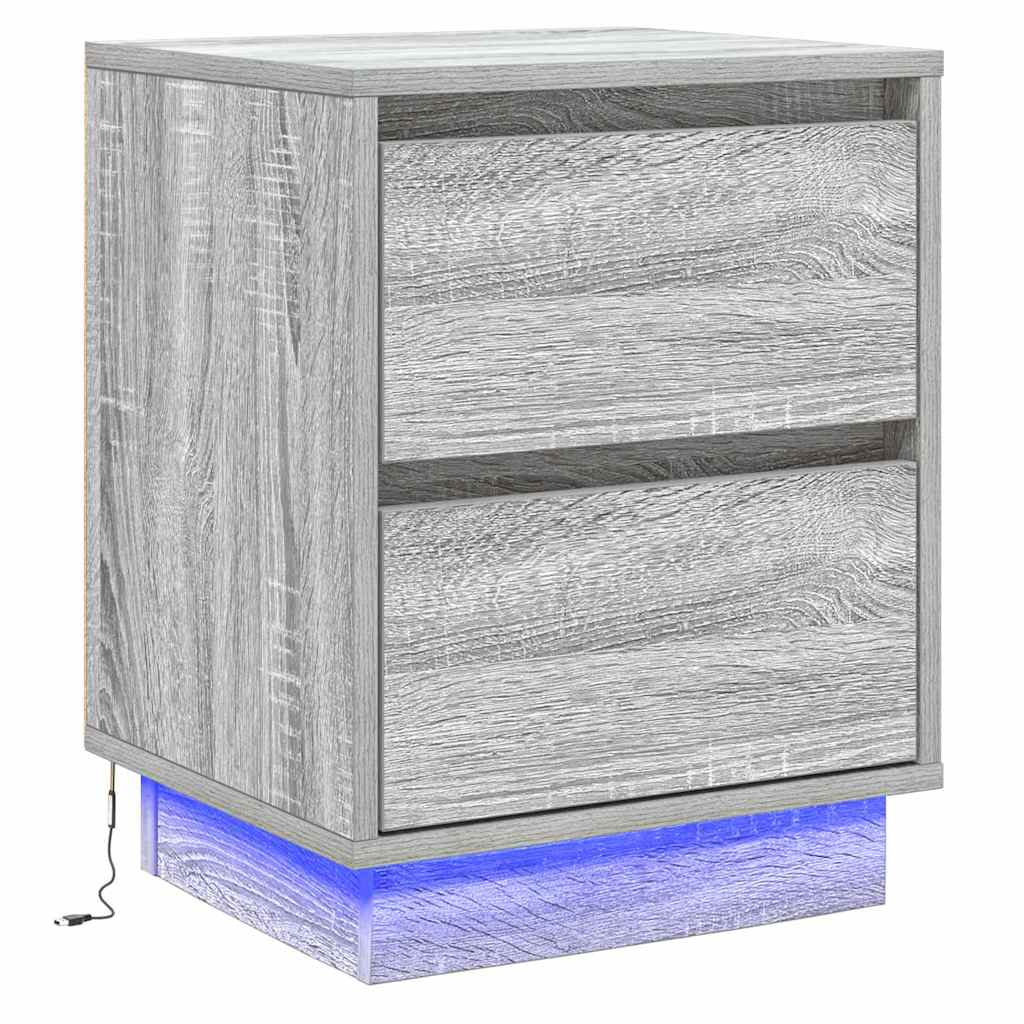 Bedside Cabinet Grey 39 x 34.5 x 50 cm Engineered wood