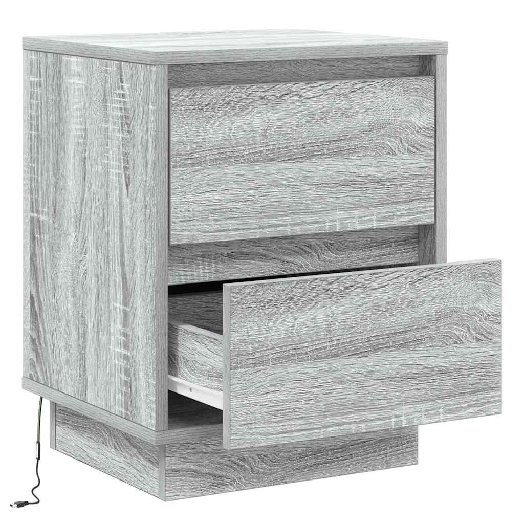 Bedside Cabinet Grey 39 x 34.5 x 50 cm Engineered wood
