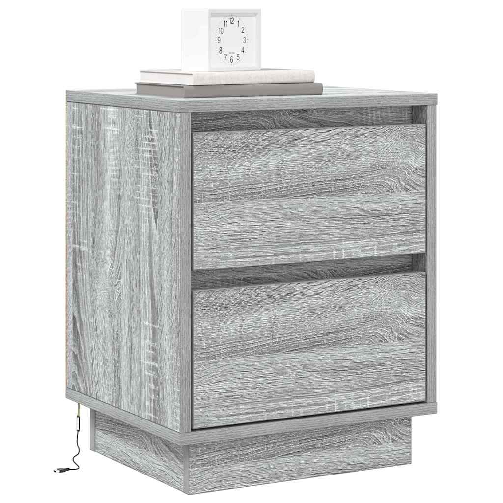 Bedside Cabinet Grey 39 x 34.5 x 50 cm Engineered wood