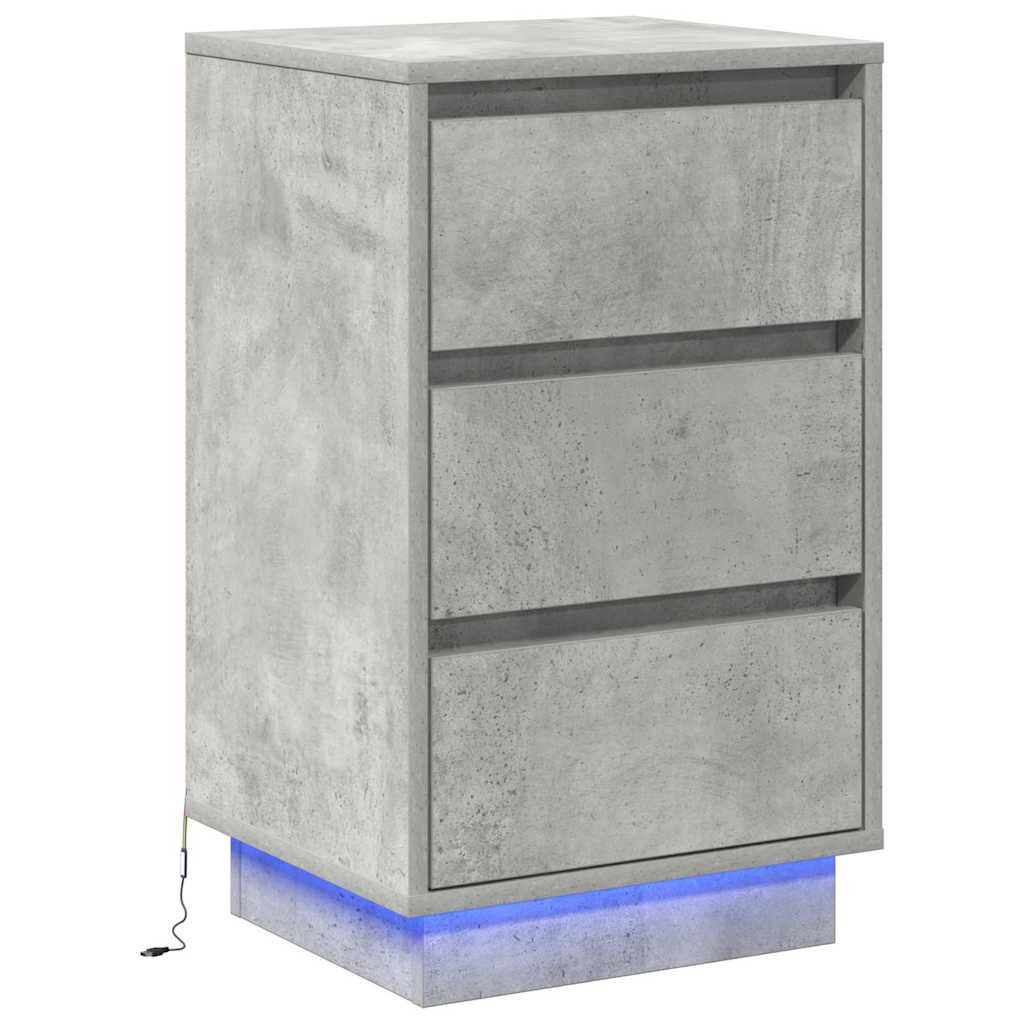 Bedside Cabinet Concrete Grey 39 x 34.5 x 65 cm Engineered wood