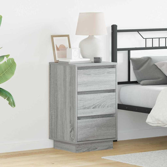 Bedside Cabinet Grey 39 x 34.5 x 65 cm Engineered wood