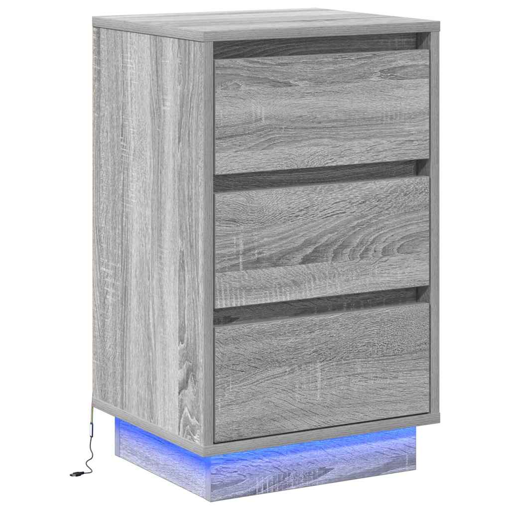 Bedside Cabinet Grey 39 x 34.5 x 65 cm Engineered wood