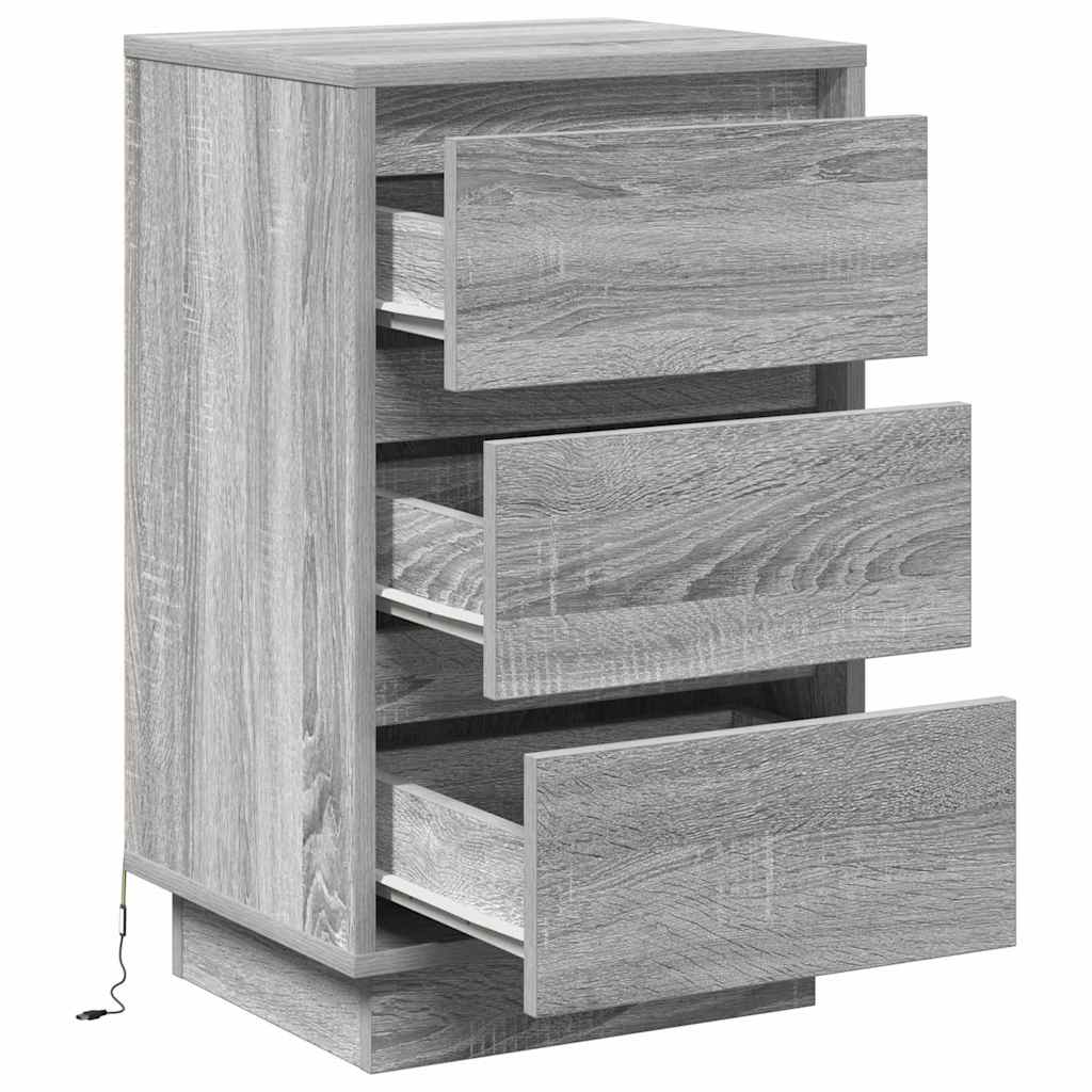 Bedside Cabinet Grey 39 x 34.5 x 65 cm Engineered wood