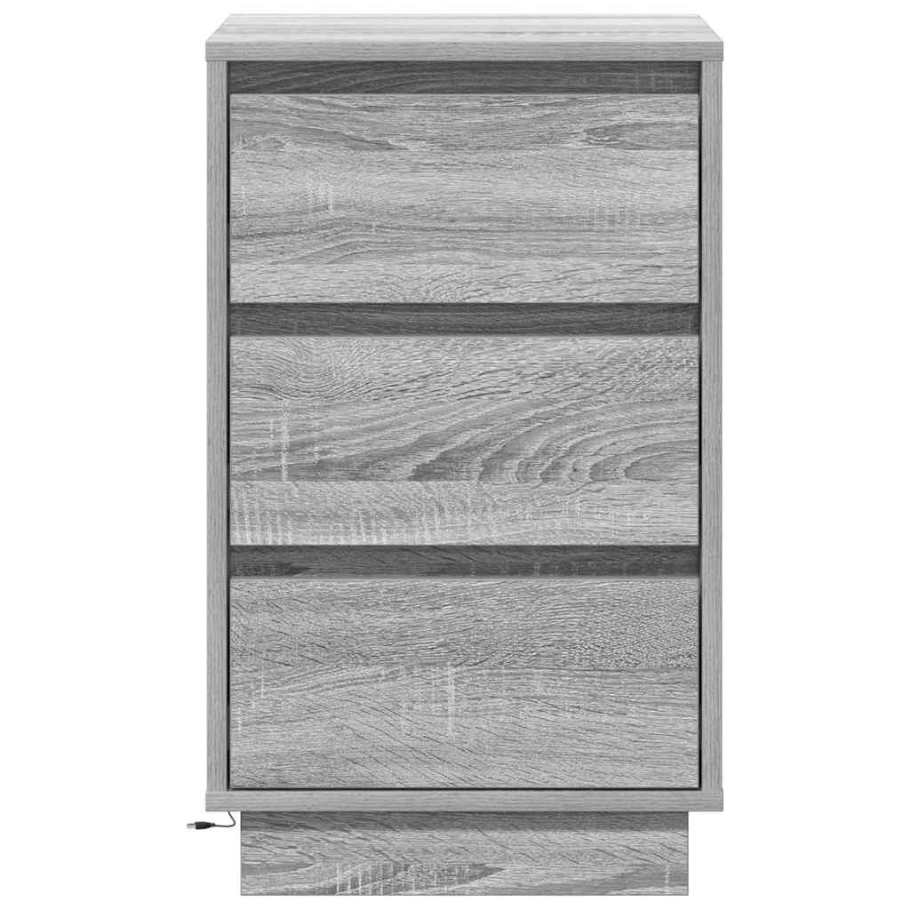 Bedside Cabinet Grey 39 x 34.5 x 65 cm Engineered wood