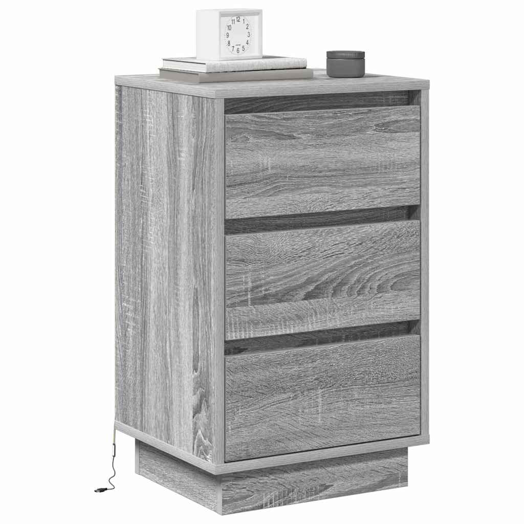 Bedside Cabinet Grey 39 x 34.5 x 65 cm Engineered wood