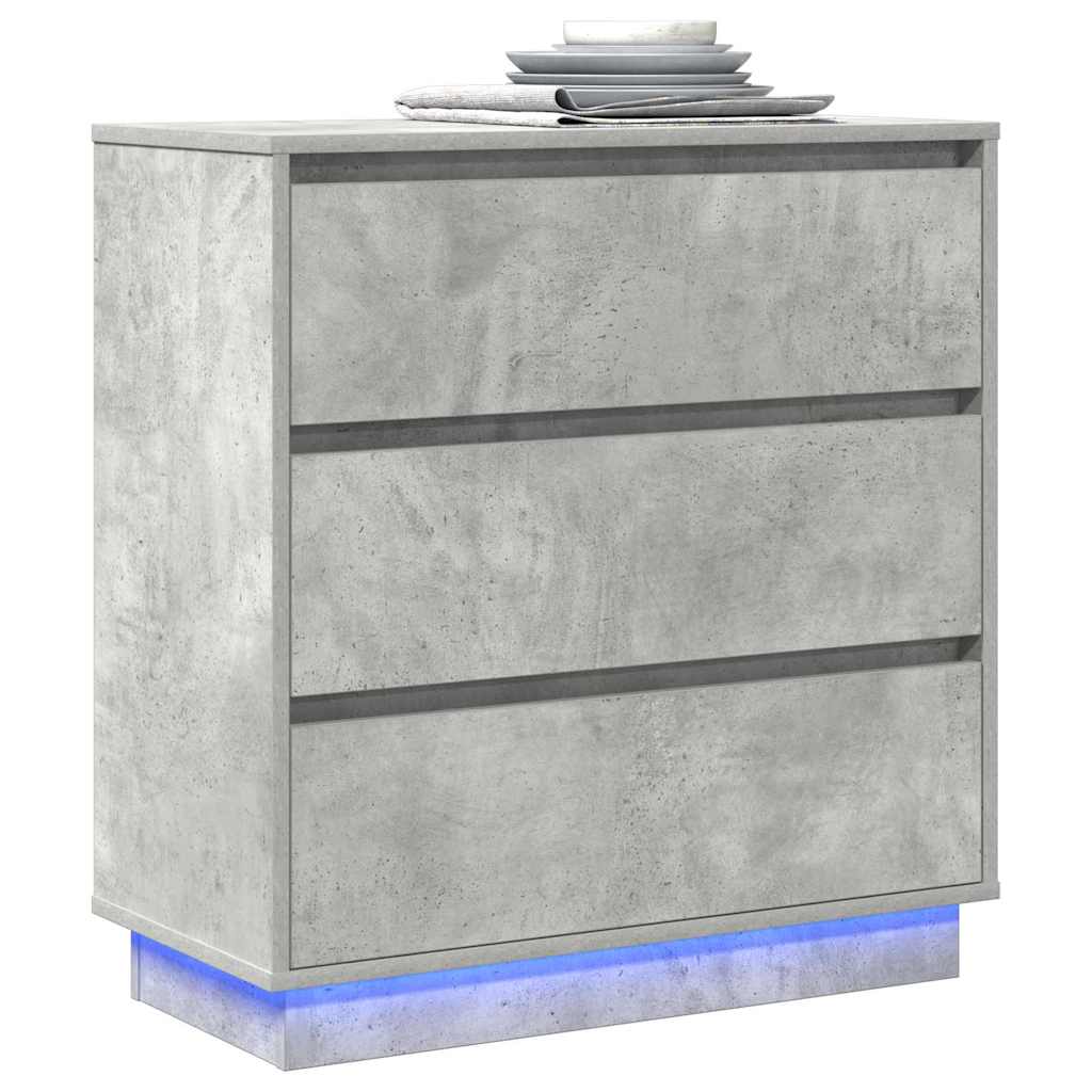 Bedside Cabinet Concrete Grey 71 x 34.5 x 75 cm Engineered wood